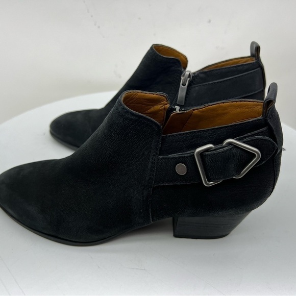 Franco Sarto Heeled Moto Boots Ankle Booties Black Leather Boho Western Fall - Picture 10 of 15
